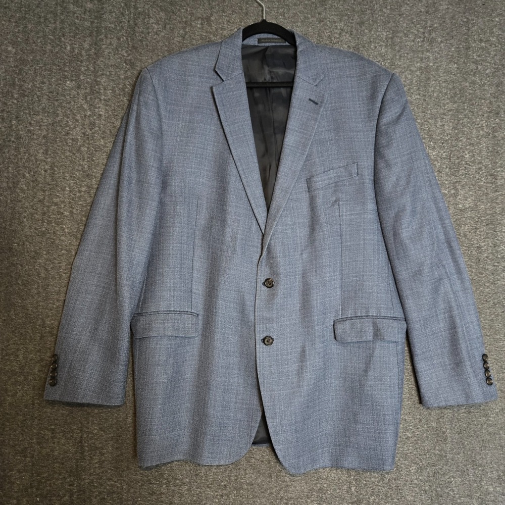 Lauren Ralph Lauren Silk Wool Blazer 46L Blue Plaid 2 Button Lined Sports Coat - Picture 2 of 16